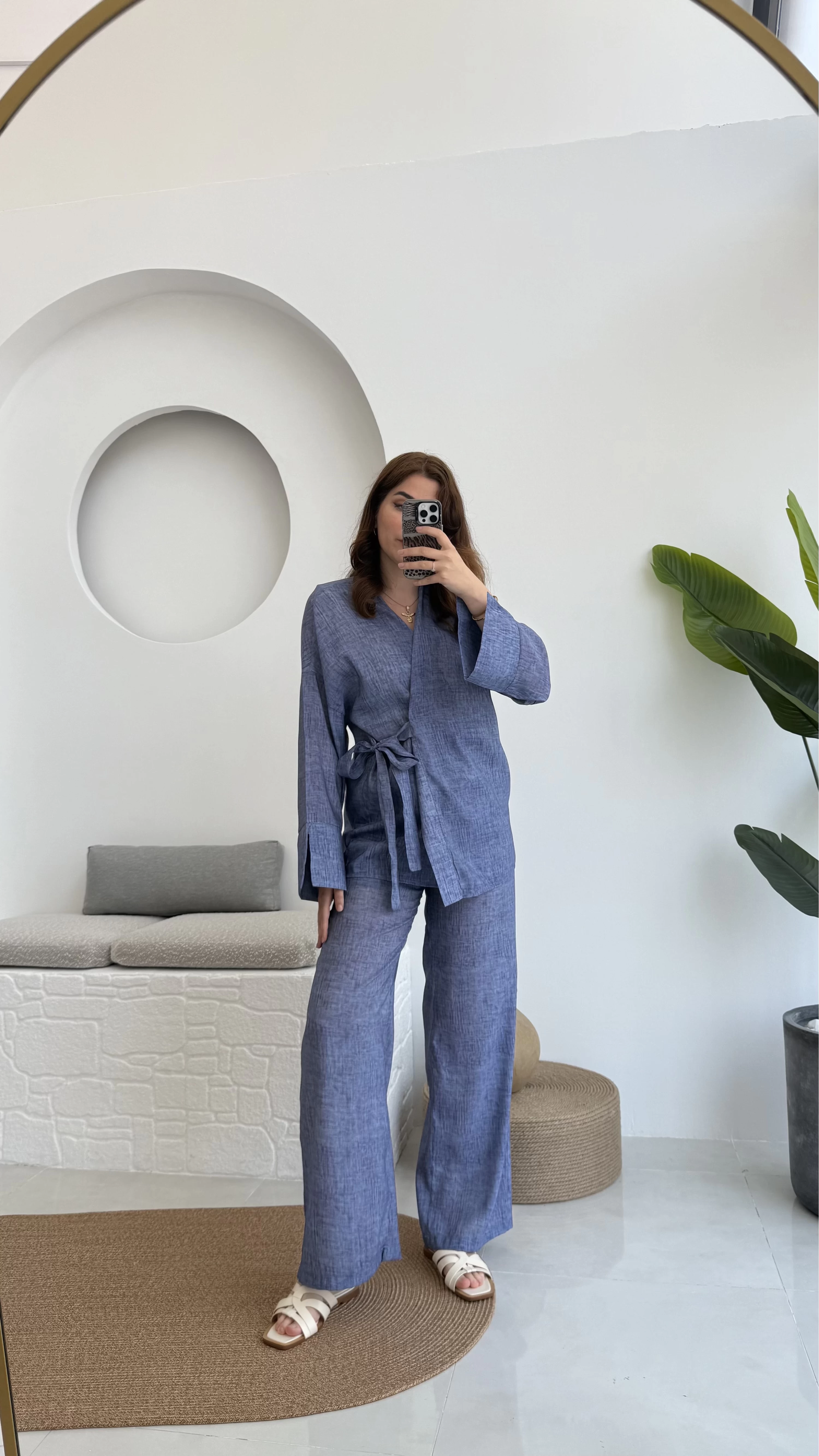 Portion Tensel Kimono Takım Koyu Mavi