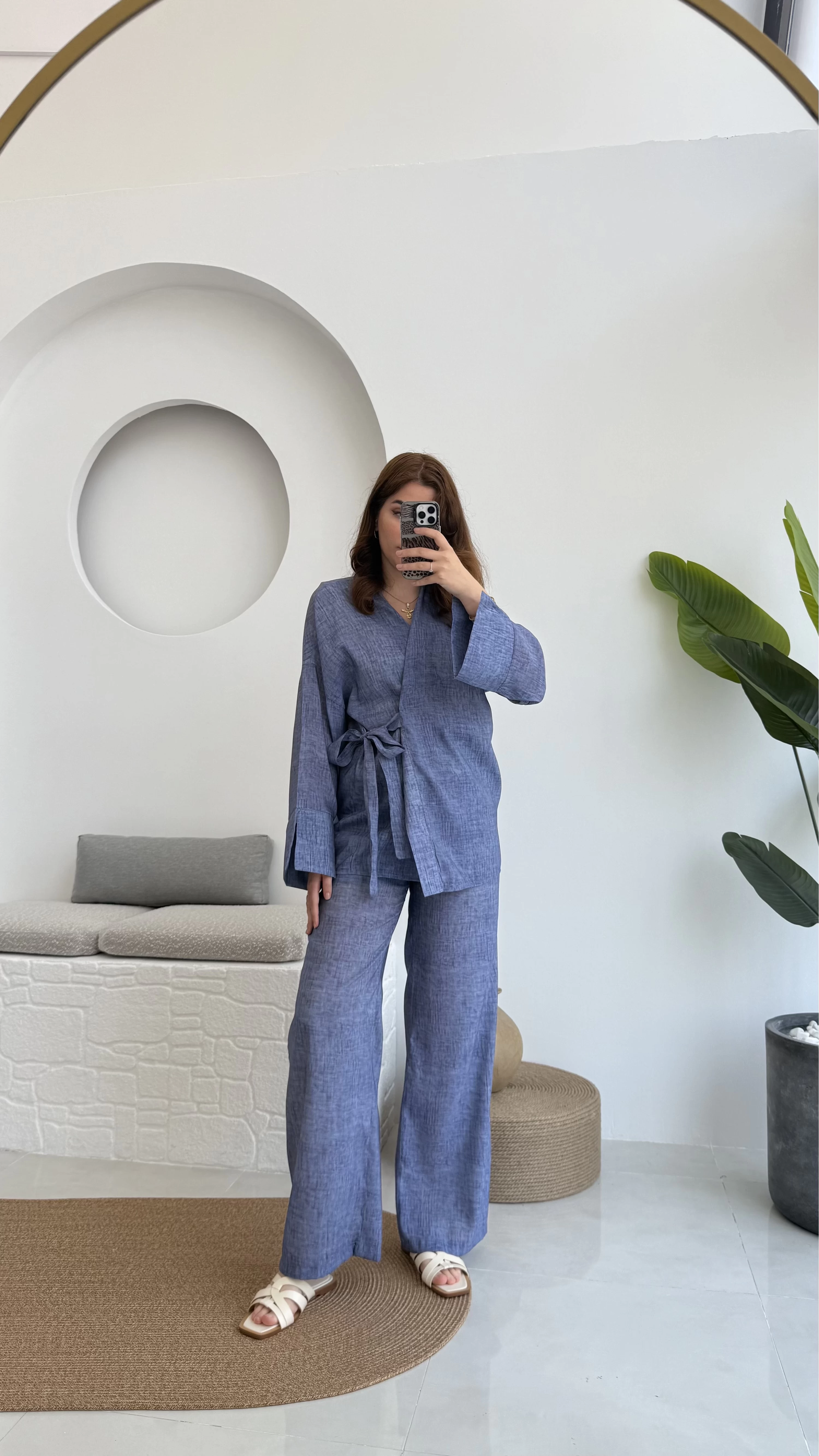 Portion Tensel Kimono Takım Koyu Mavi
