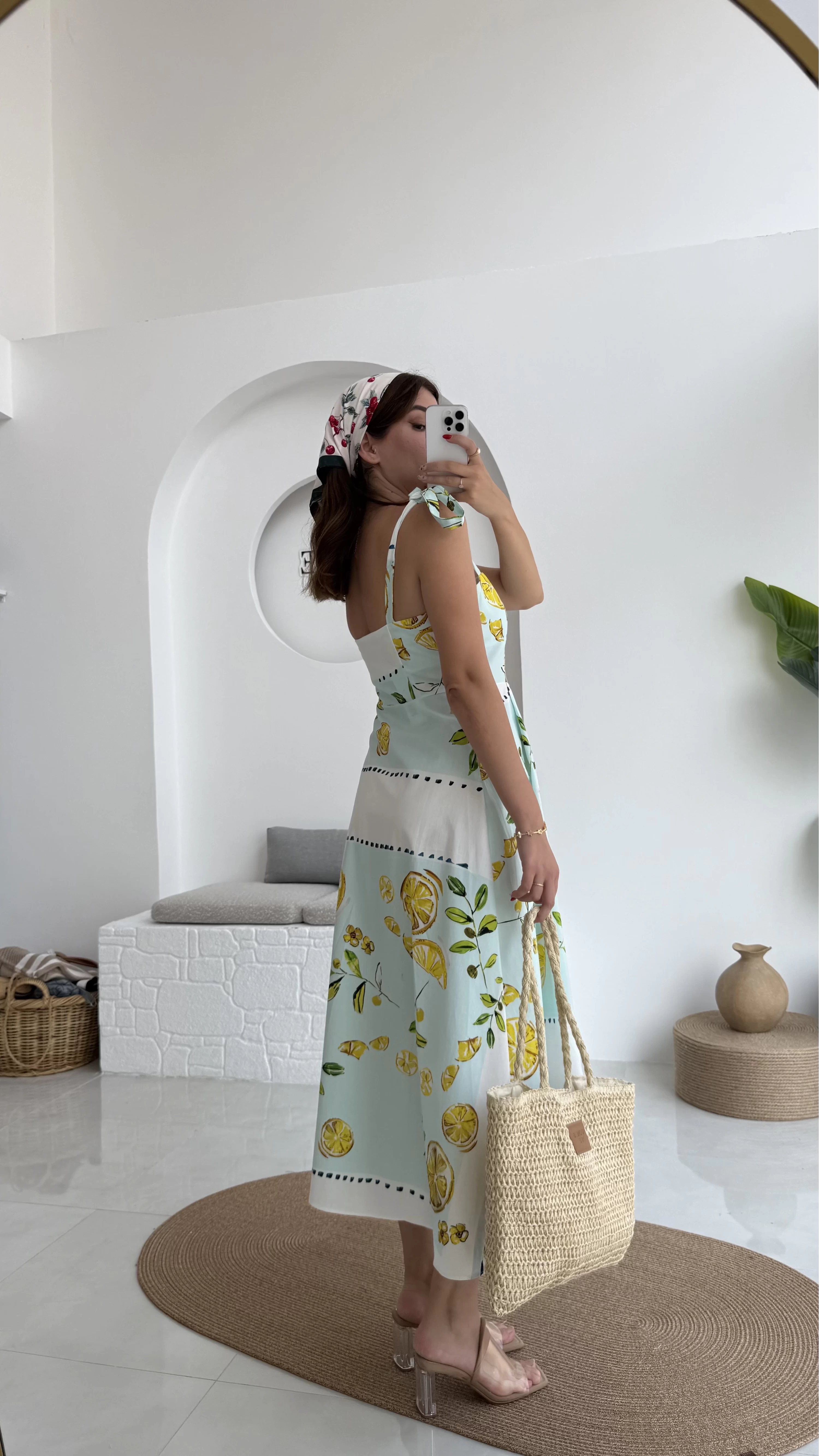 Positano Limon Detay Askıları Bağlamalı Elbise