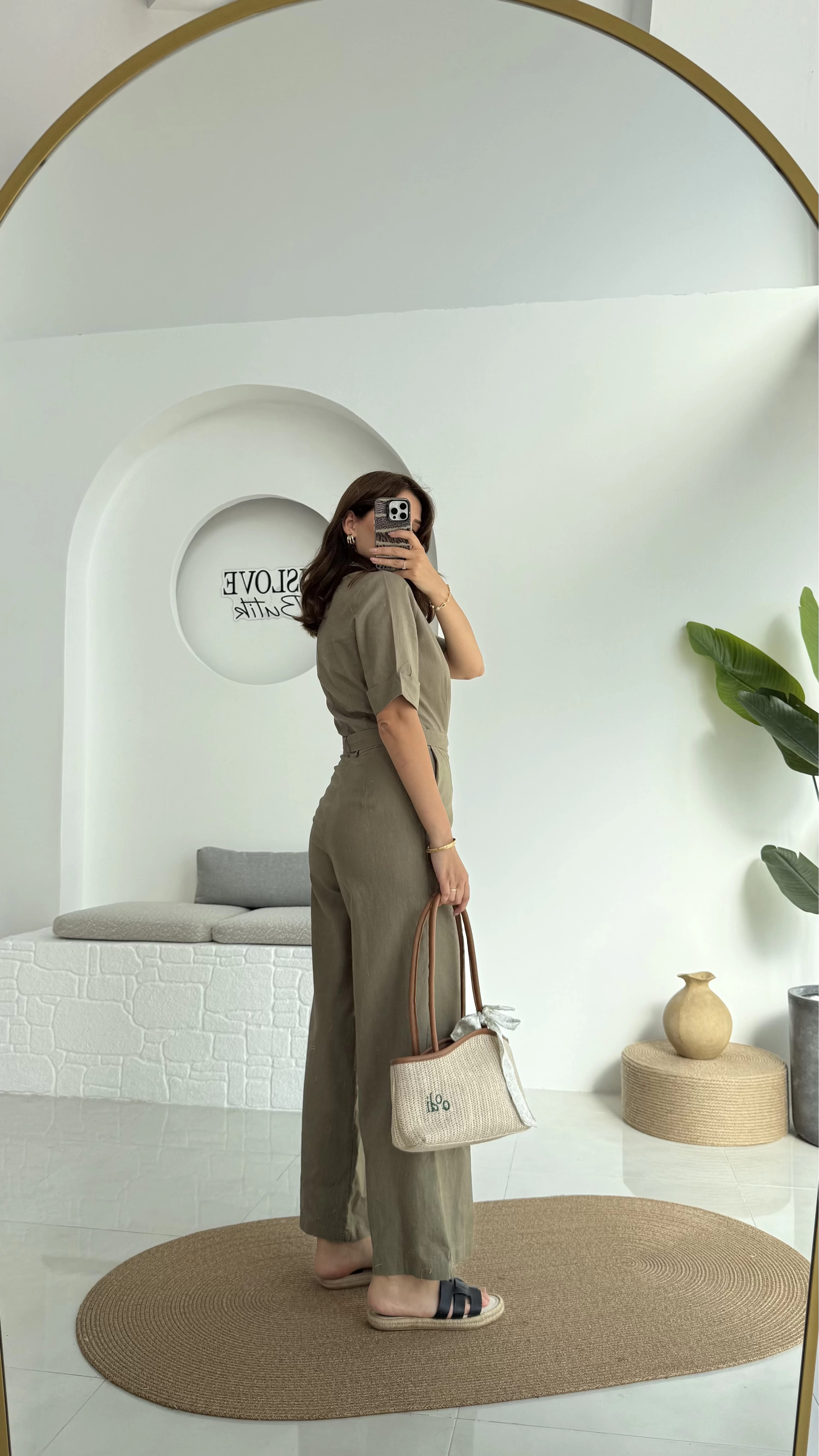 Premium Kuşaklı Uzun Tulum - Haki