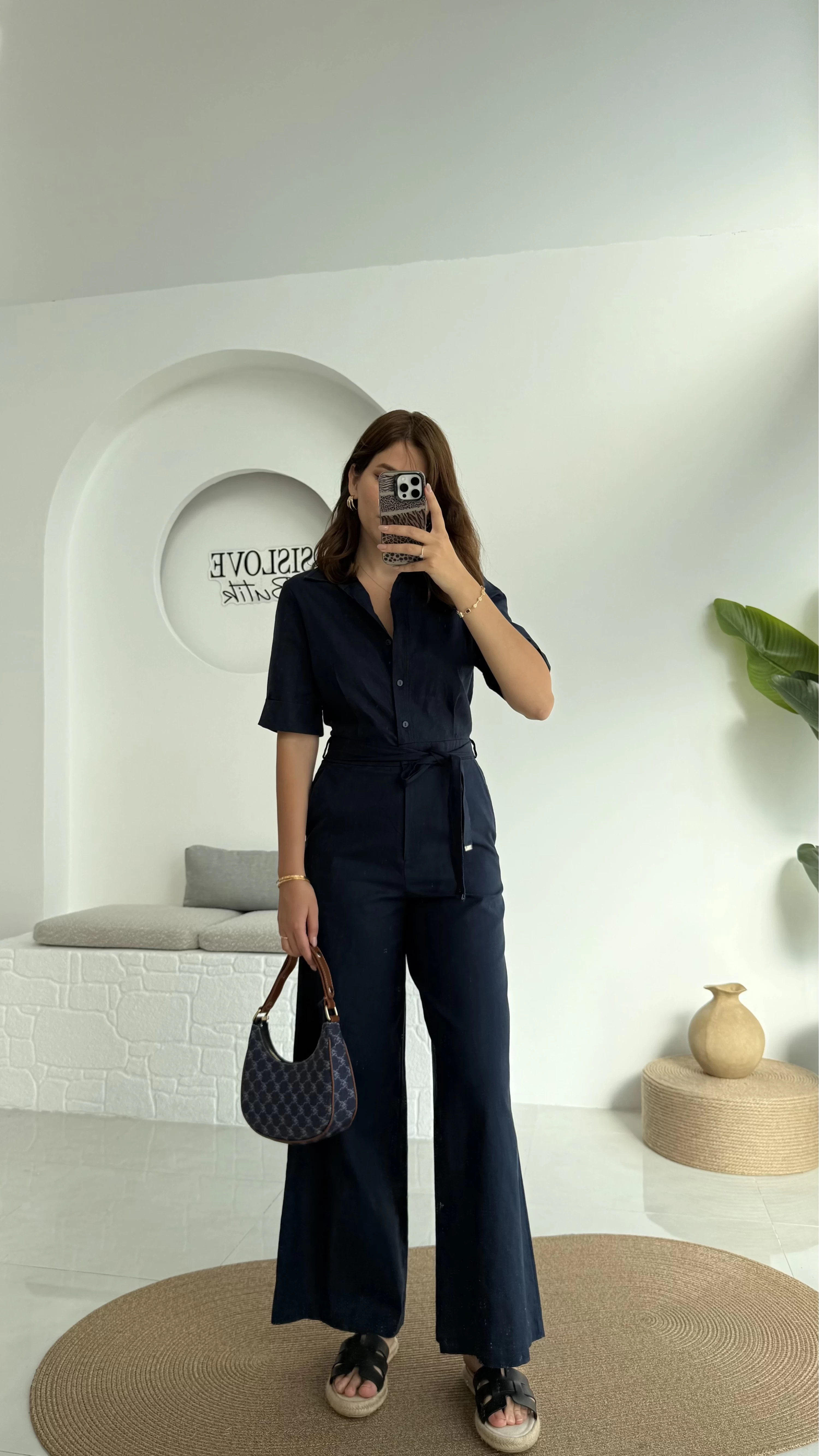 Premium Kuşaklı Uzun Tulum - Lacivert