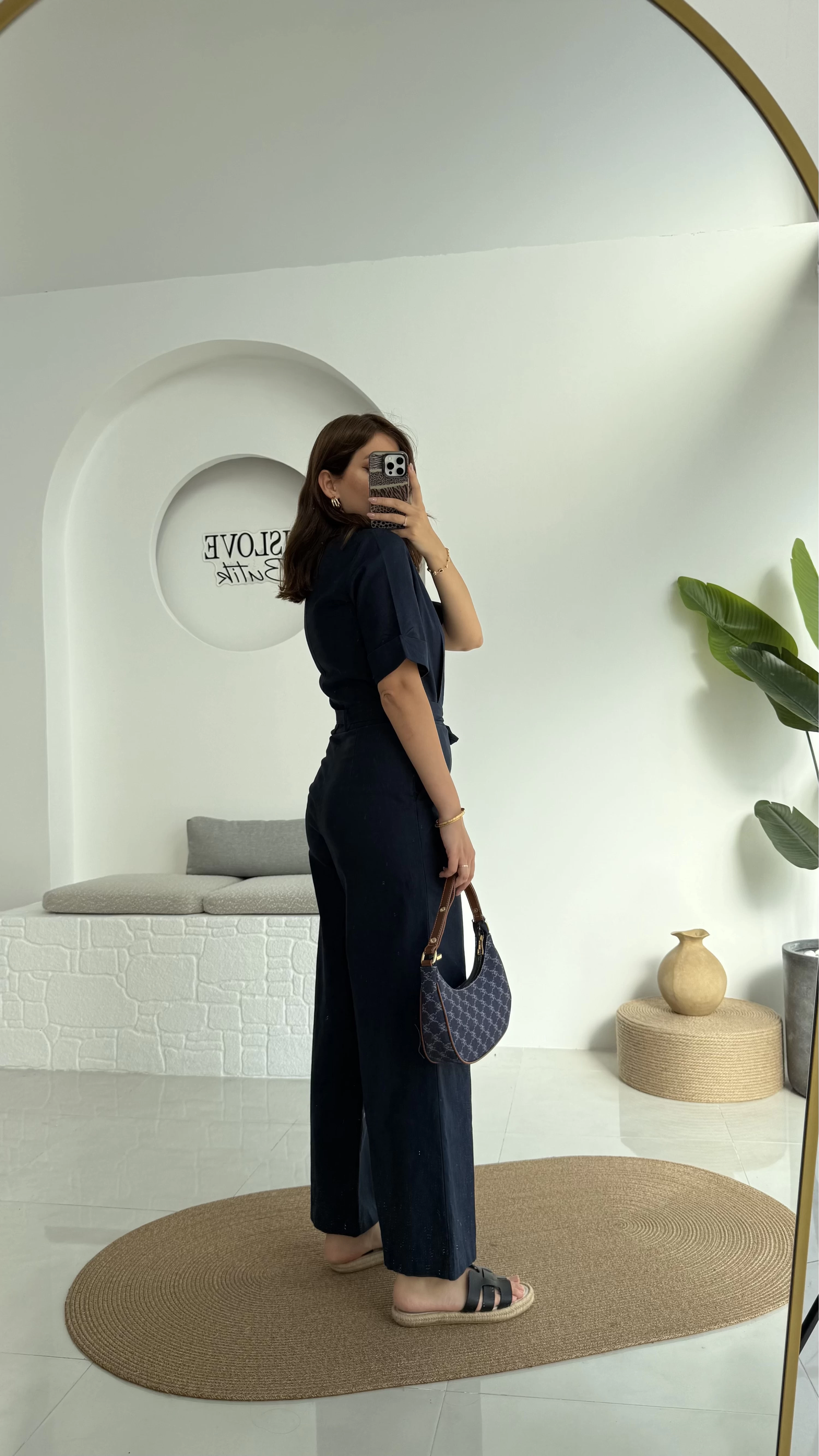Premium Kuşaklı Uzun Tulum - Lacivert