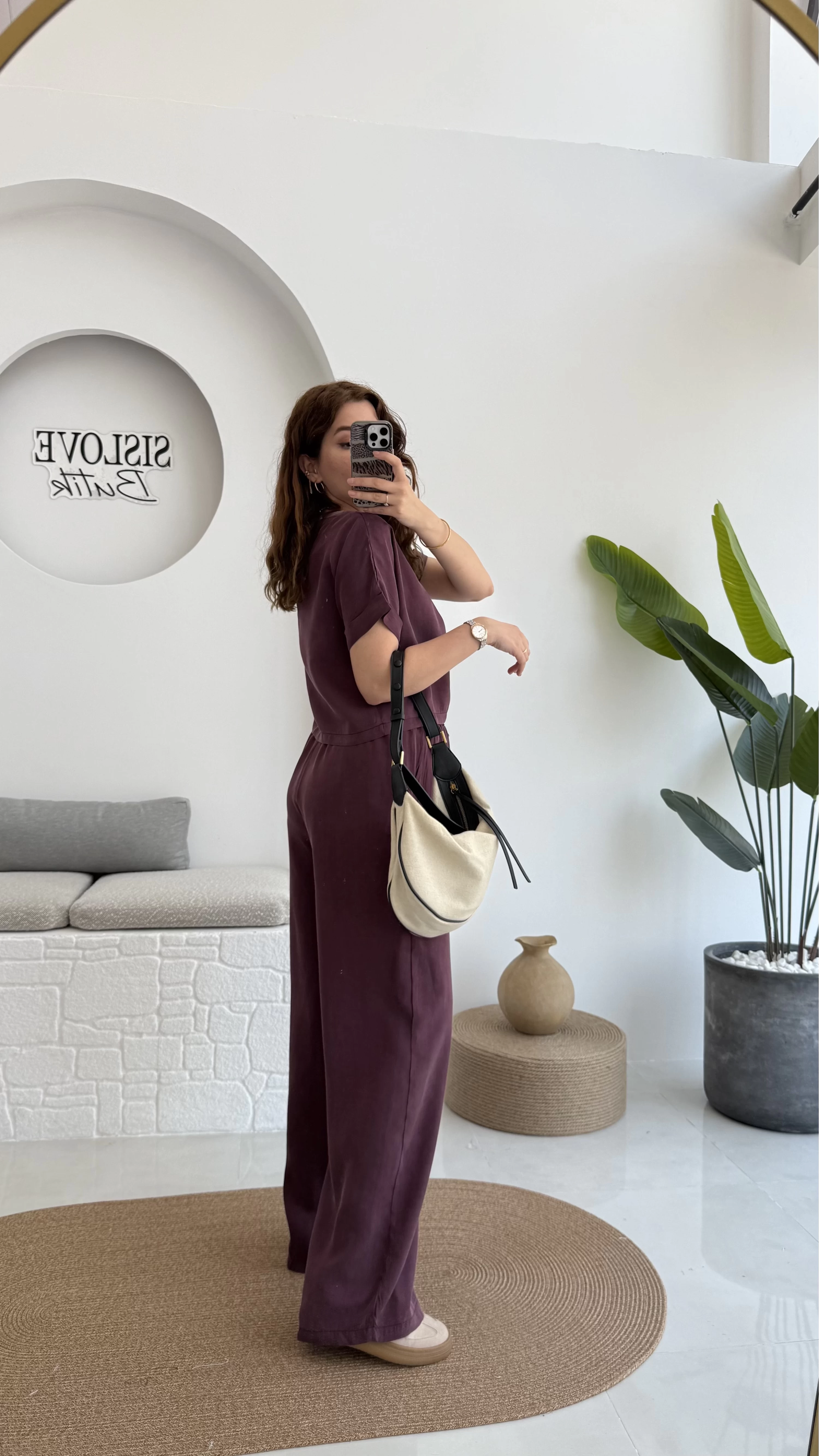 Premium Tensel Bluz Pantolon Takım - Bordo - 51163