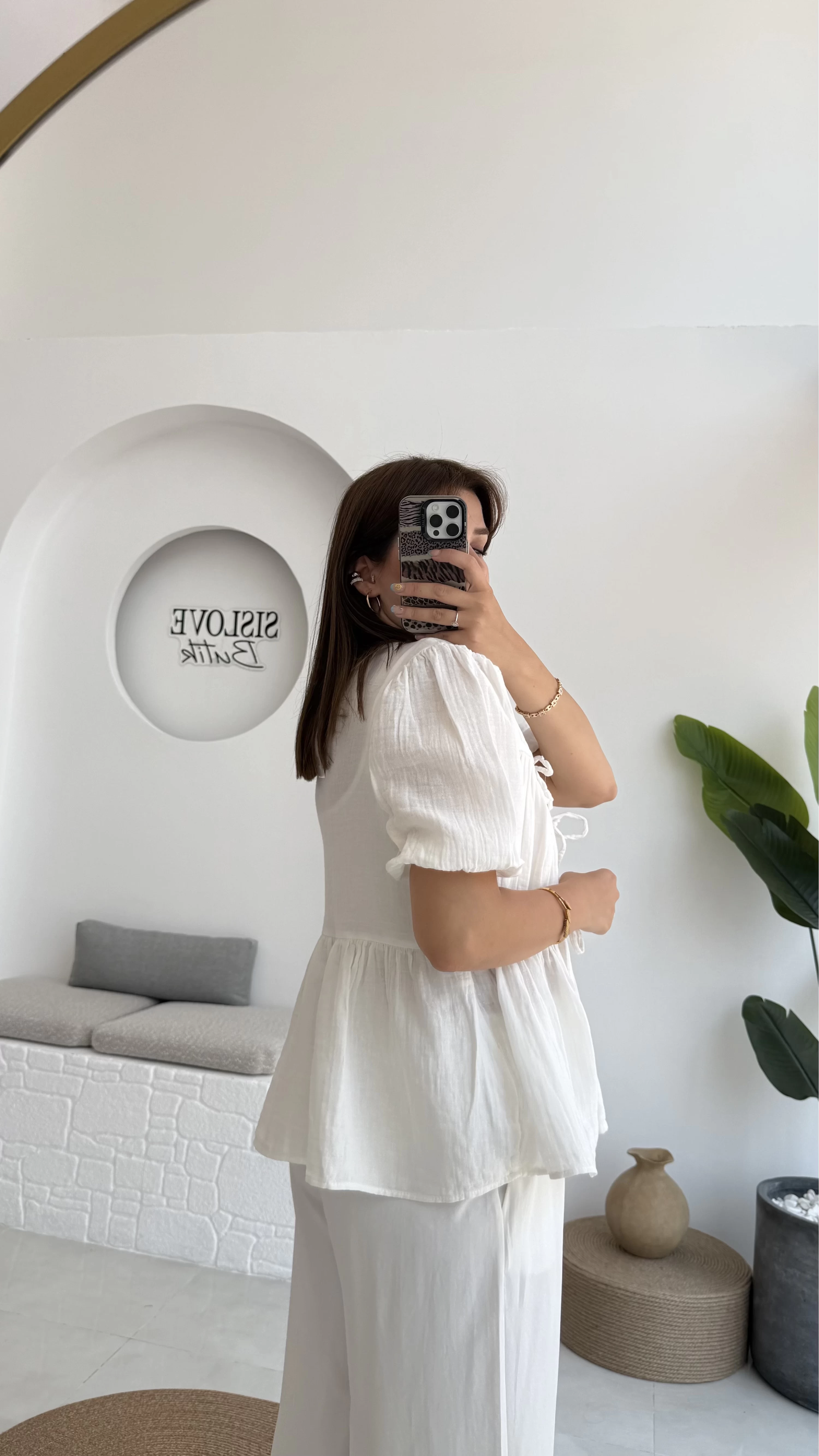 Rachel Bağlamalı Bluz Müslin Kumaş Beyaz