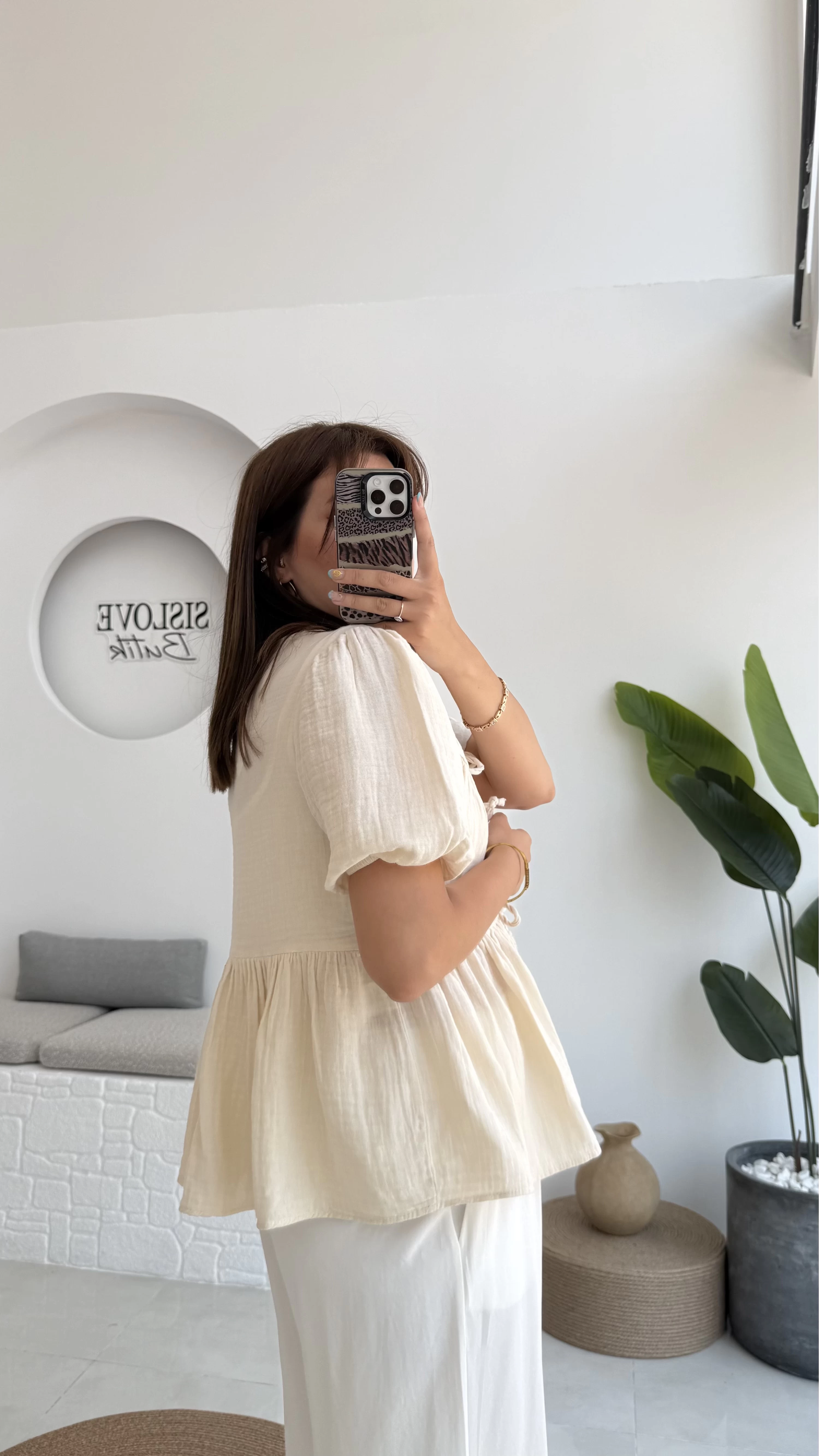 Rachel Bağlamalı Bluz Müslin Kumaş Krem