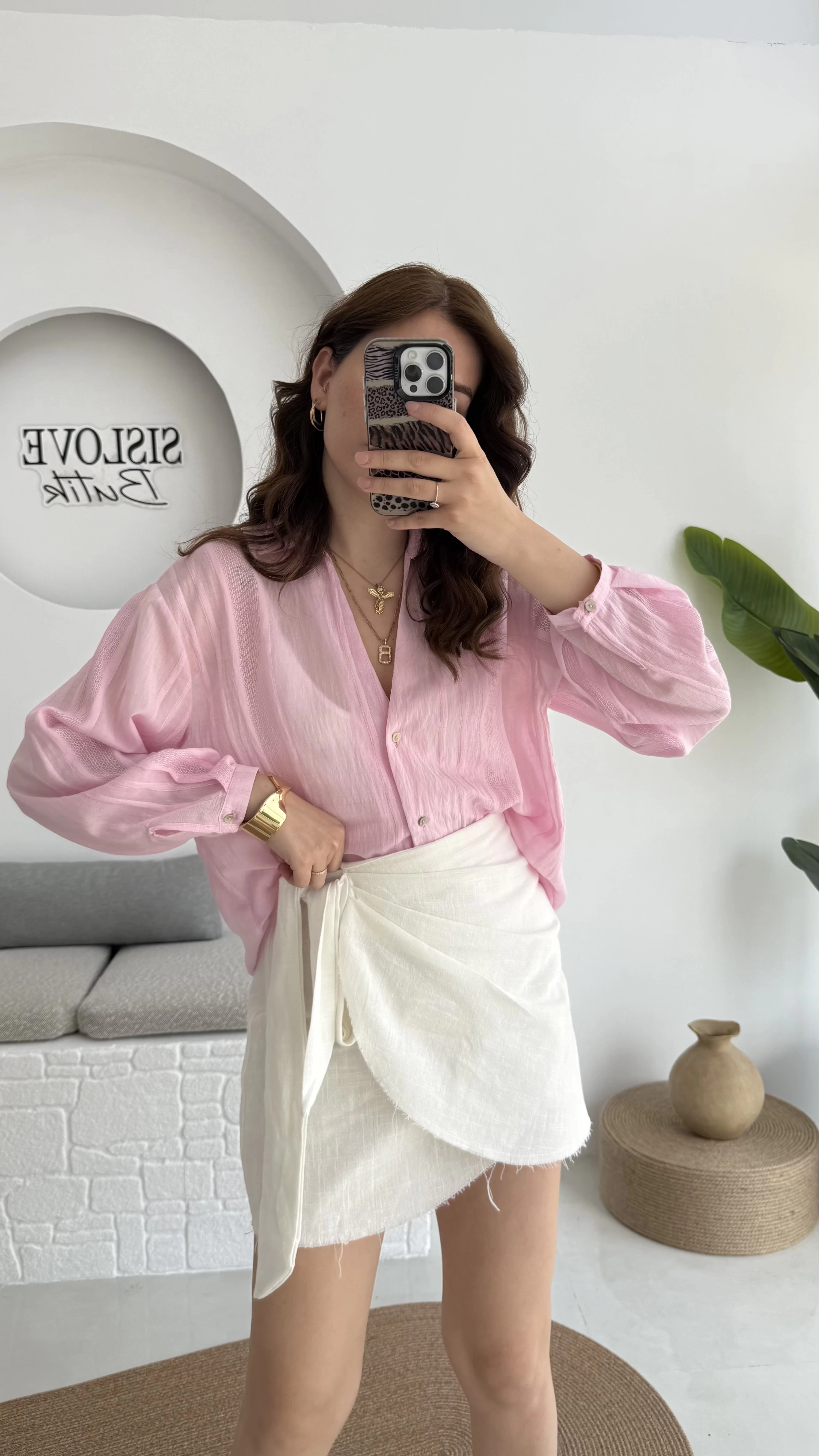 Raffaella Pembe Tül Gömlek