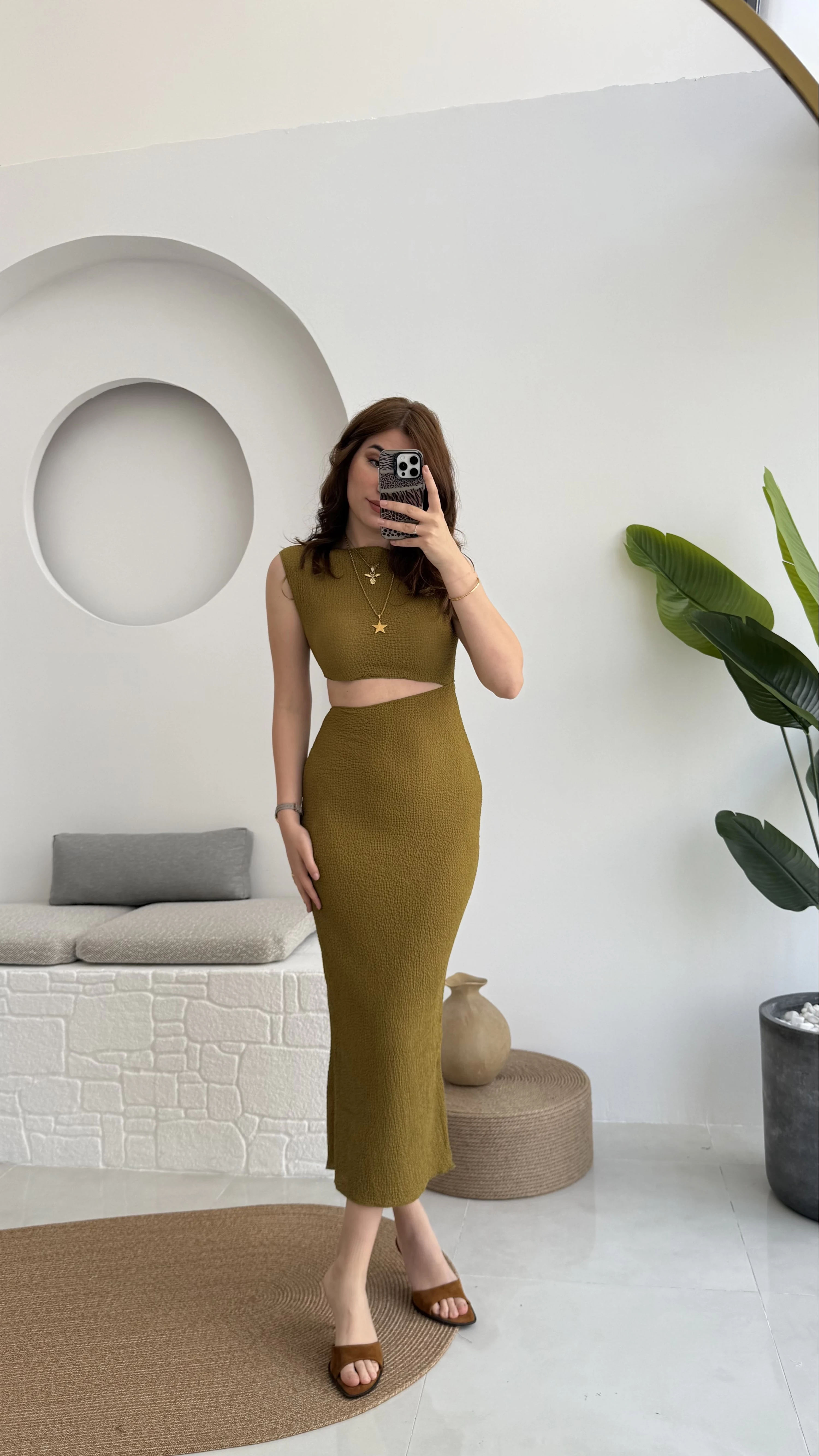 Ramona Bürümcük Elbise Haki