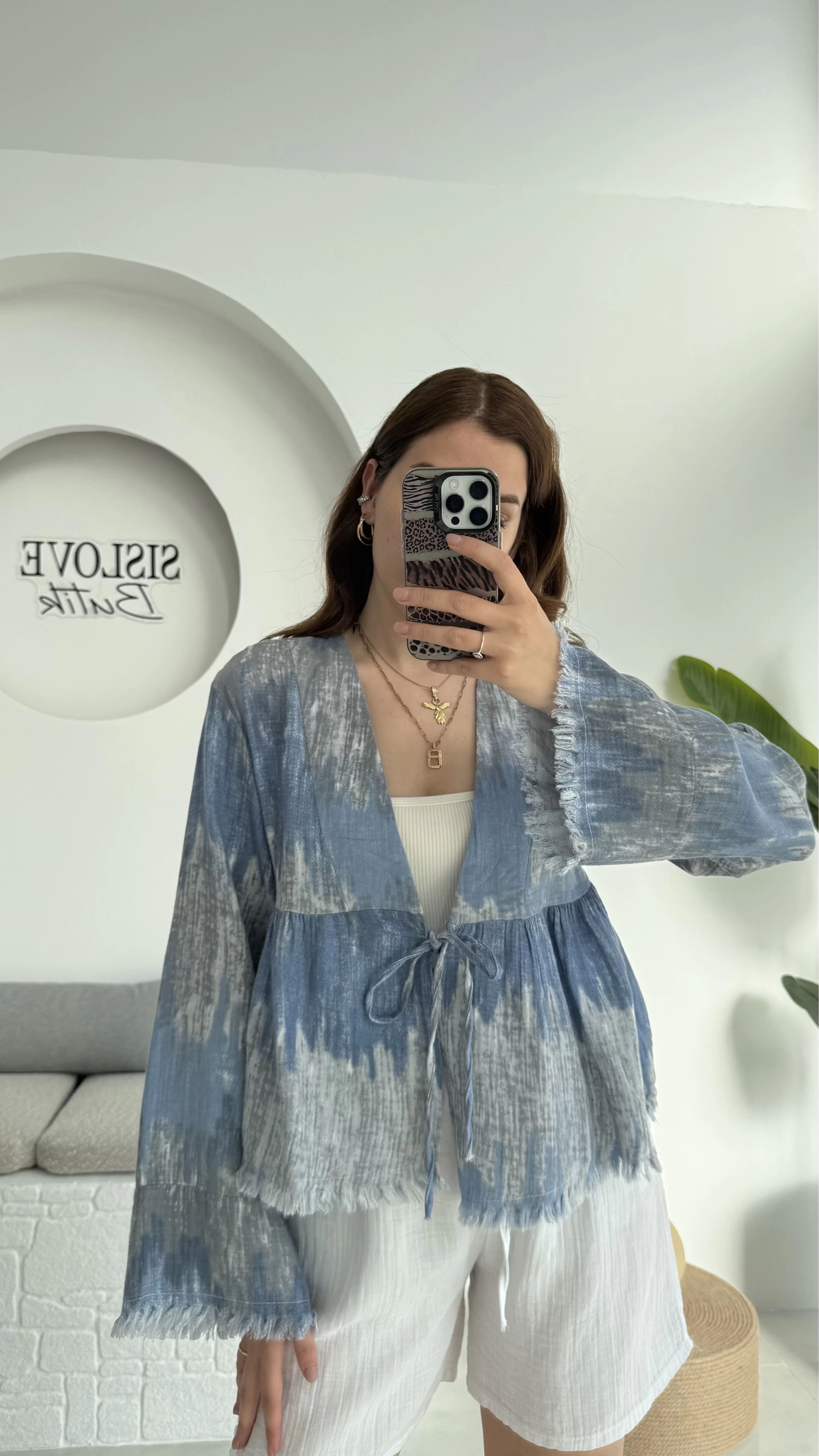Renkli Kimono Mavi 7013