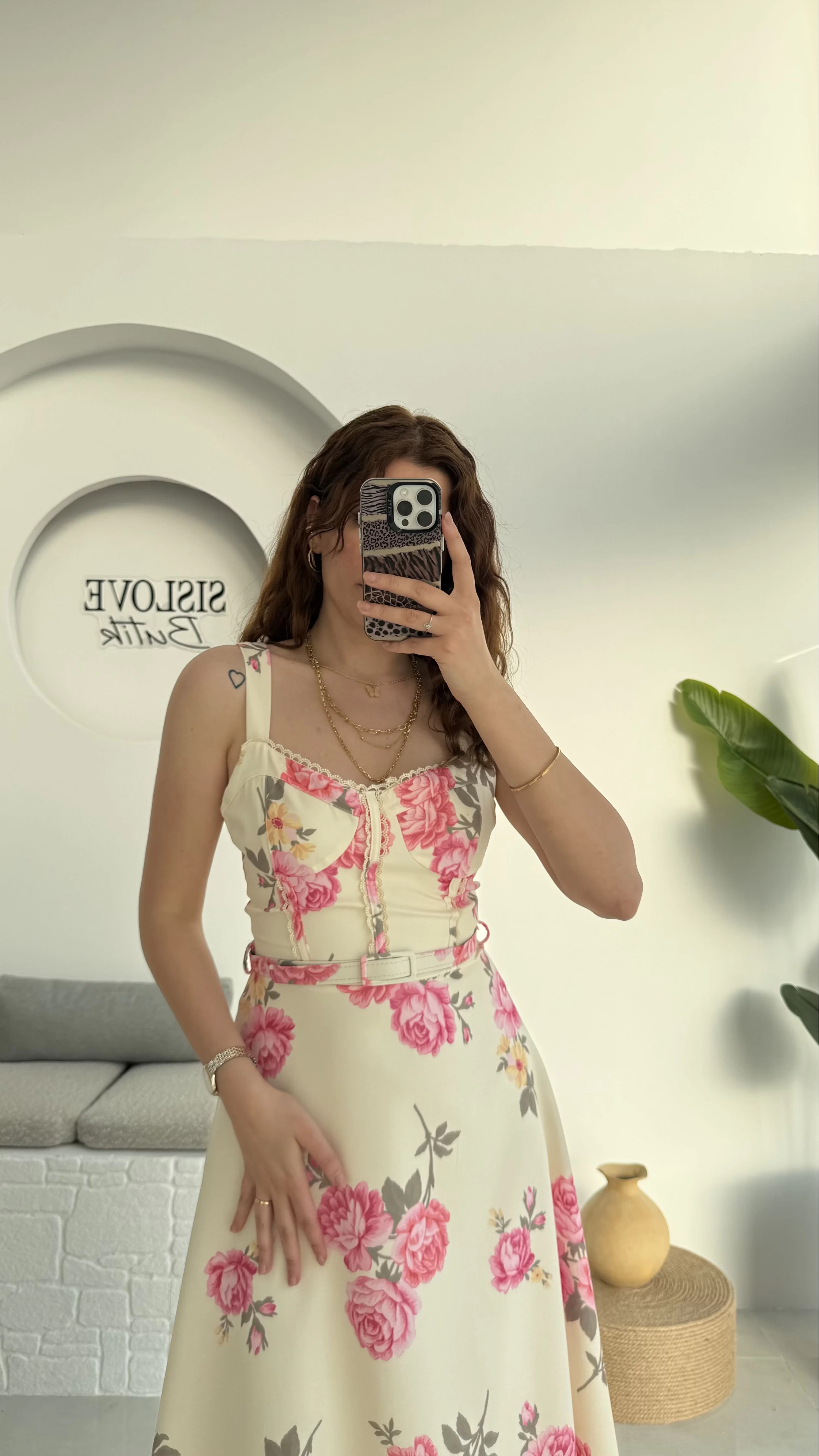 Rosa Kemerli Elbise - Ekru - 8582