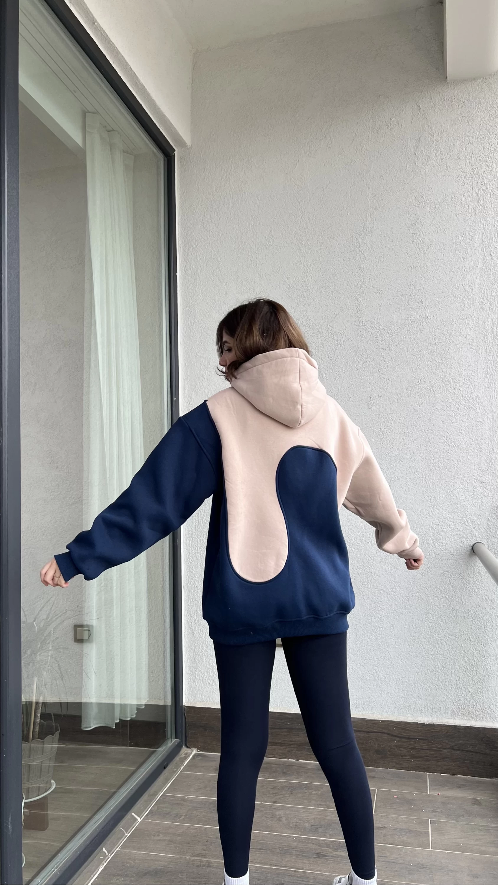 Sky Bej - Lacivert 3 İplik Polarlı Sweat