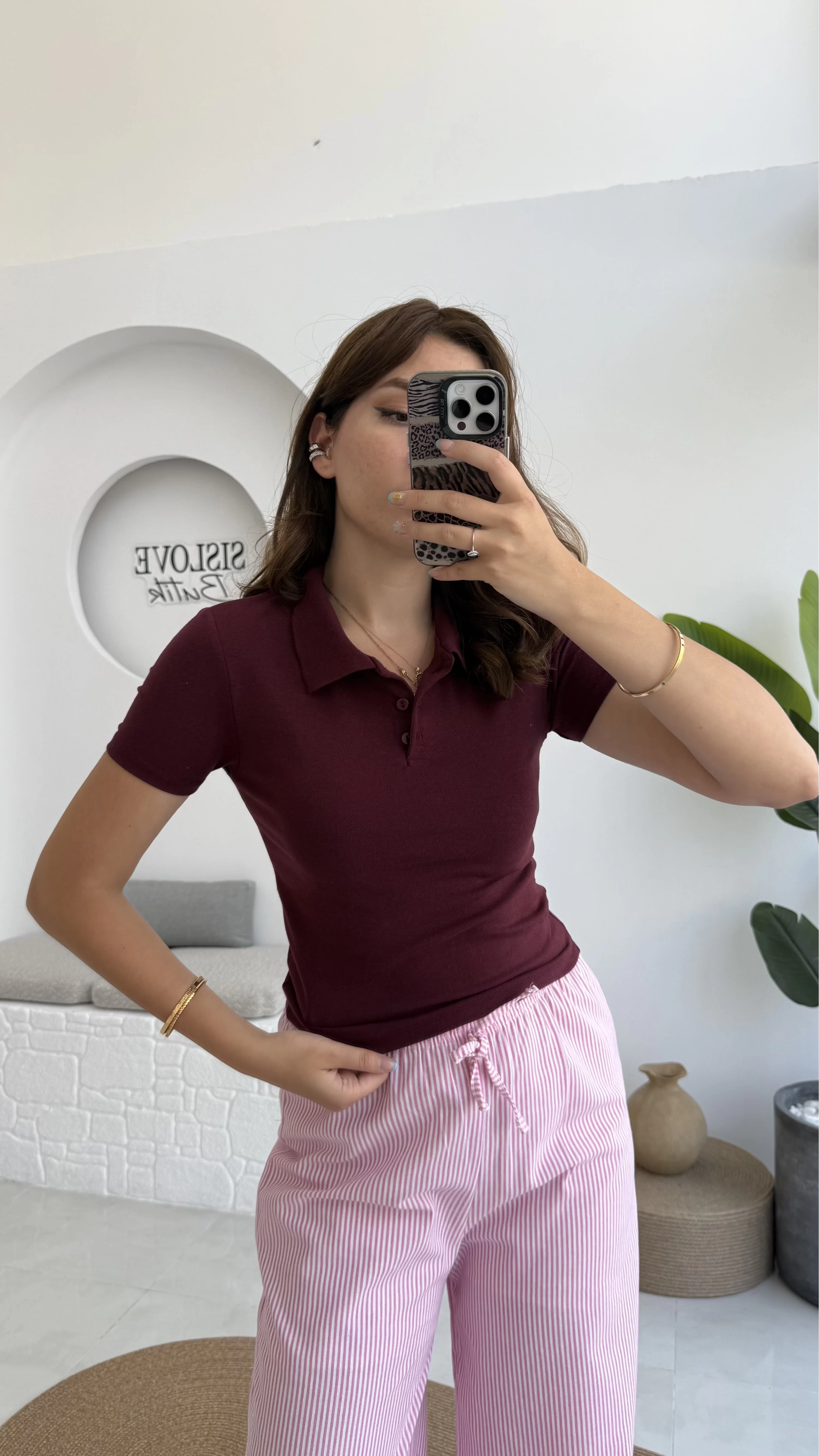 Sugar Polo Yaka Kısa T-shirt - Bordo