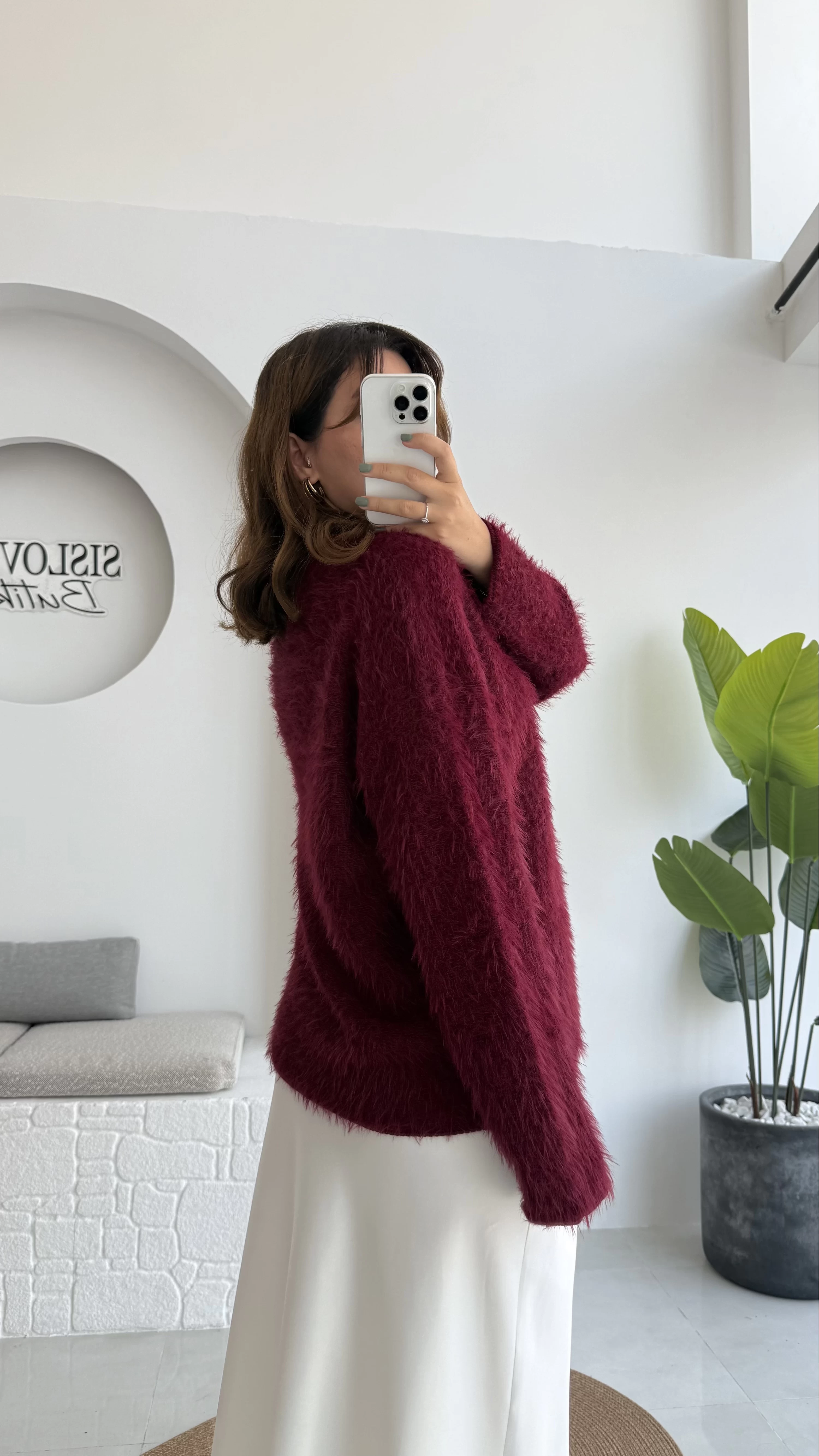 Tina Sakallı Yumoş Kazak - Bordo - Kod: 25503