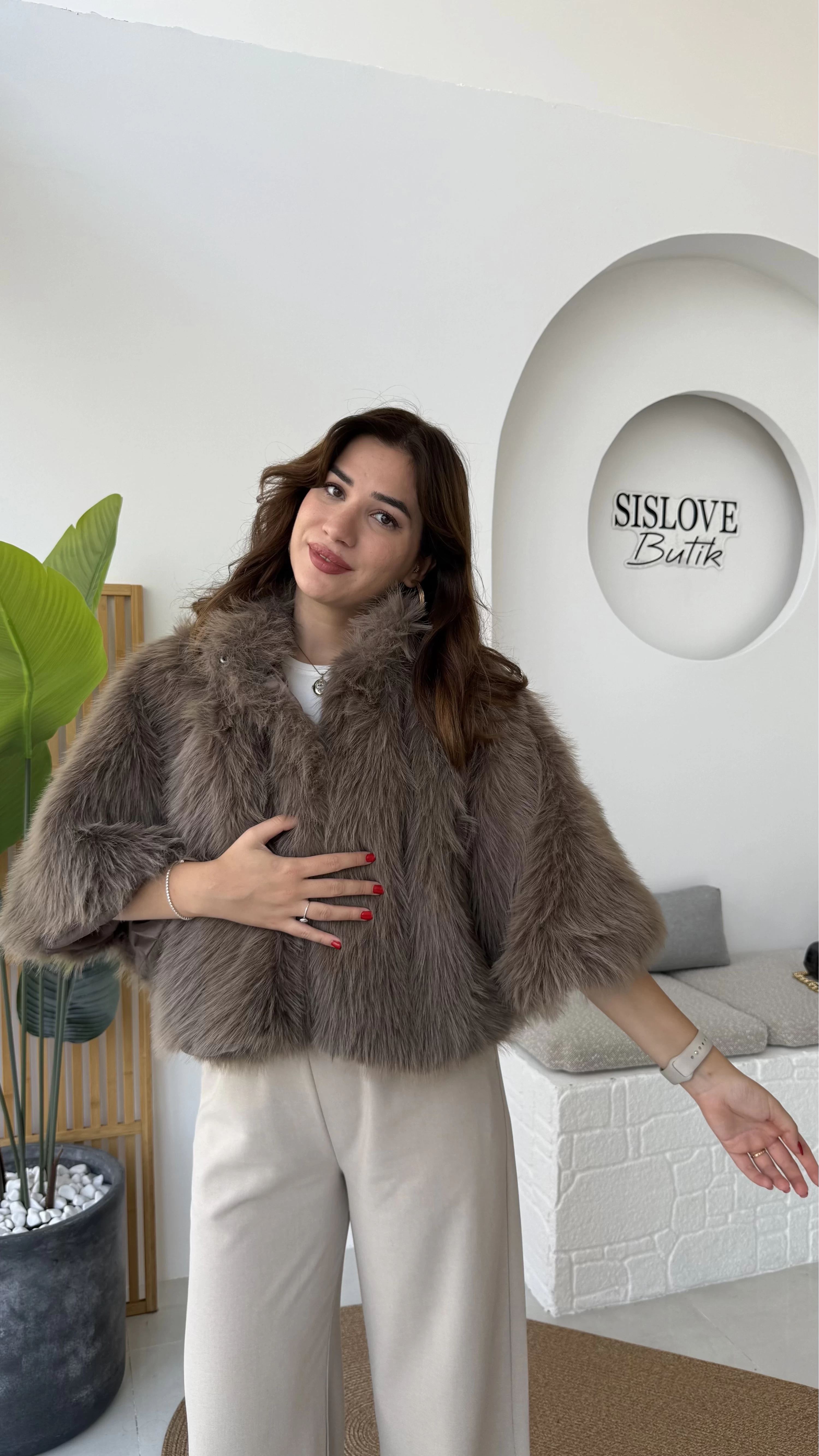 Tracy Tüylü Panço - Vizon - Kod: 8015