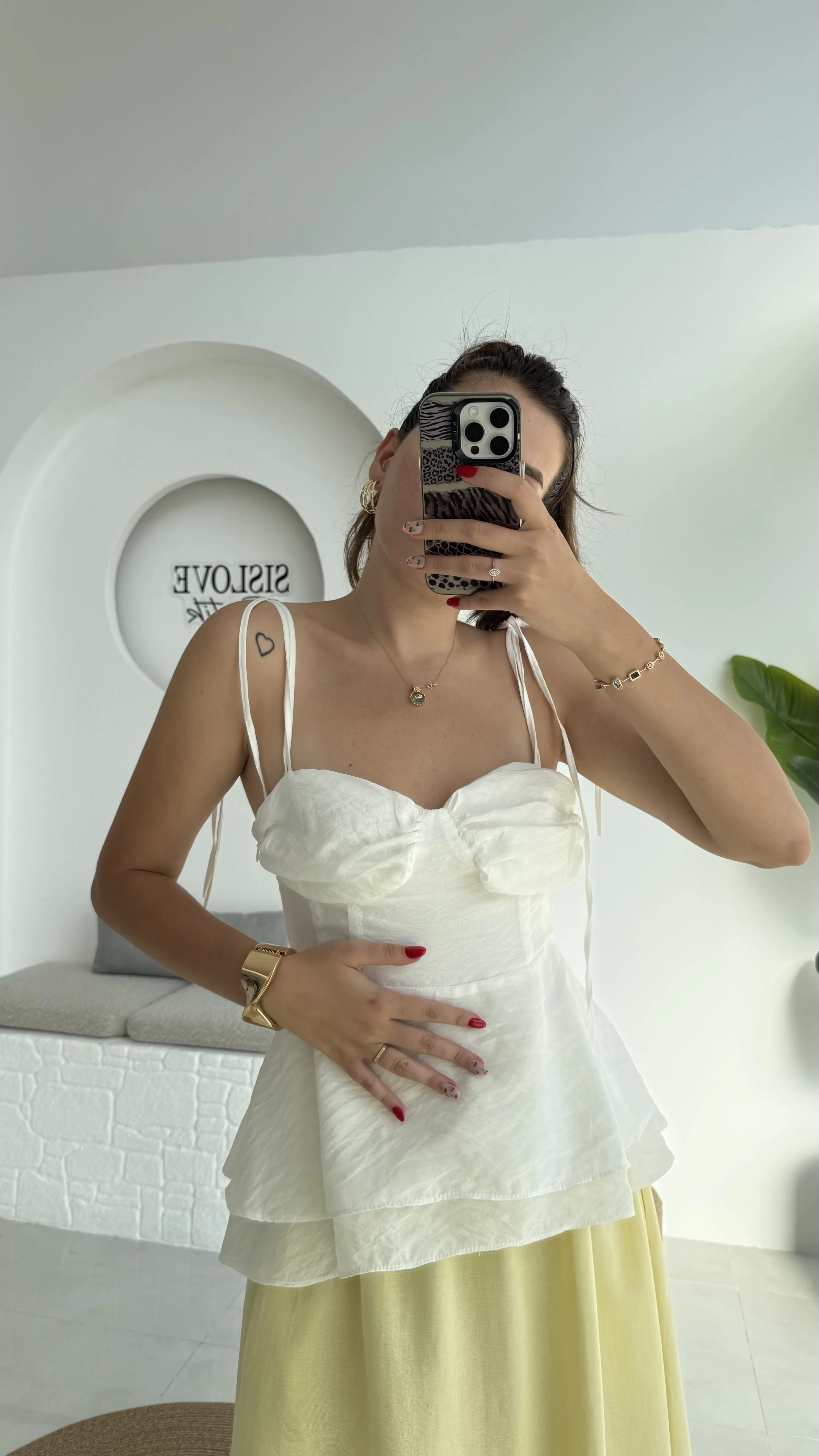 Trixie Askıları Bağlamalı Beyaz Bluz - 1011