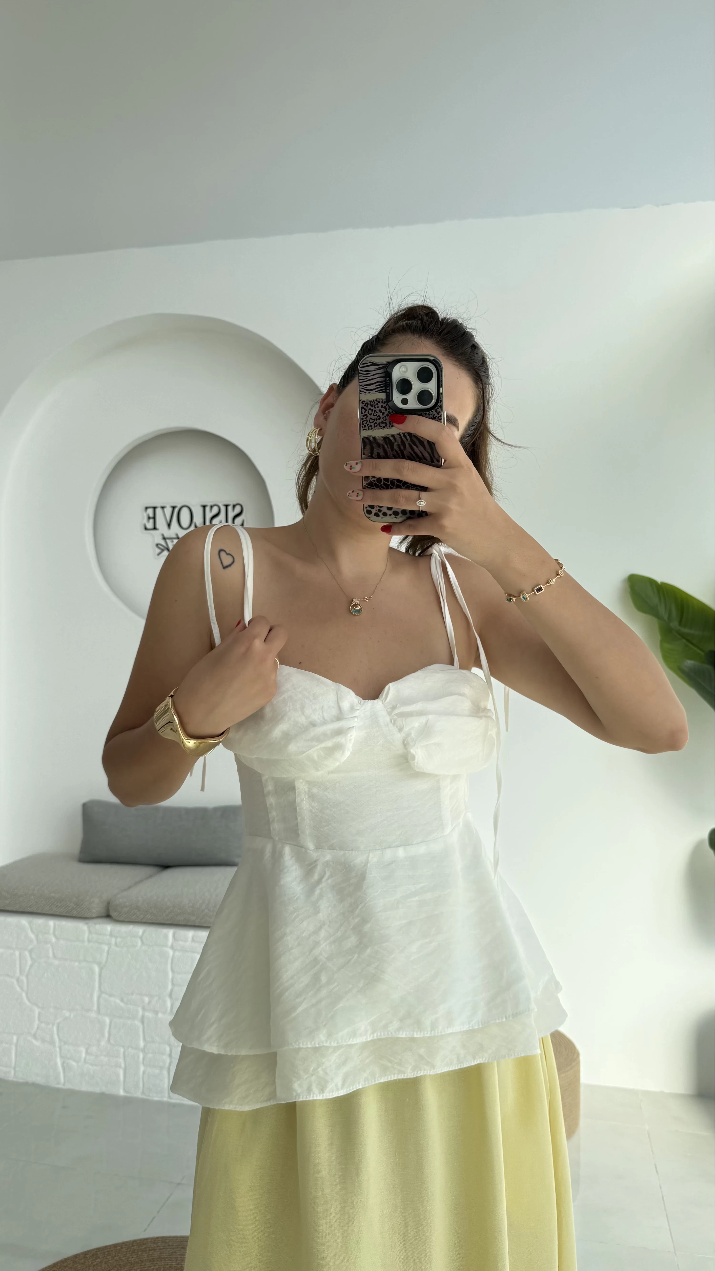 Trixie Askıları Bağlamalı Beyaz Bluz - 1011