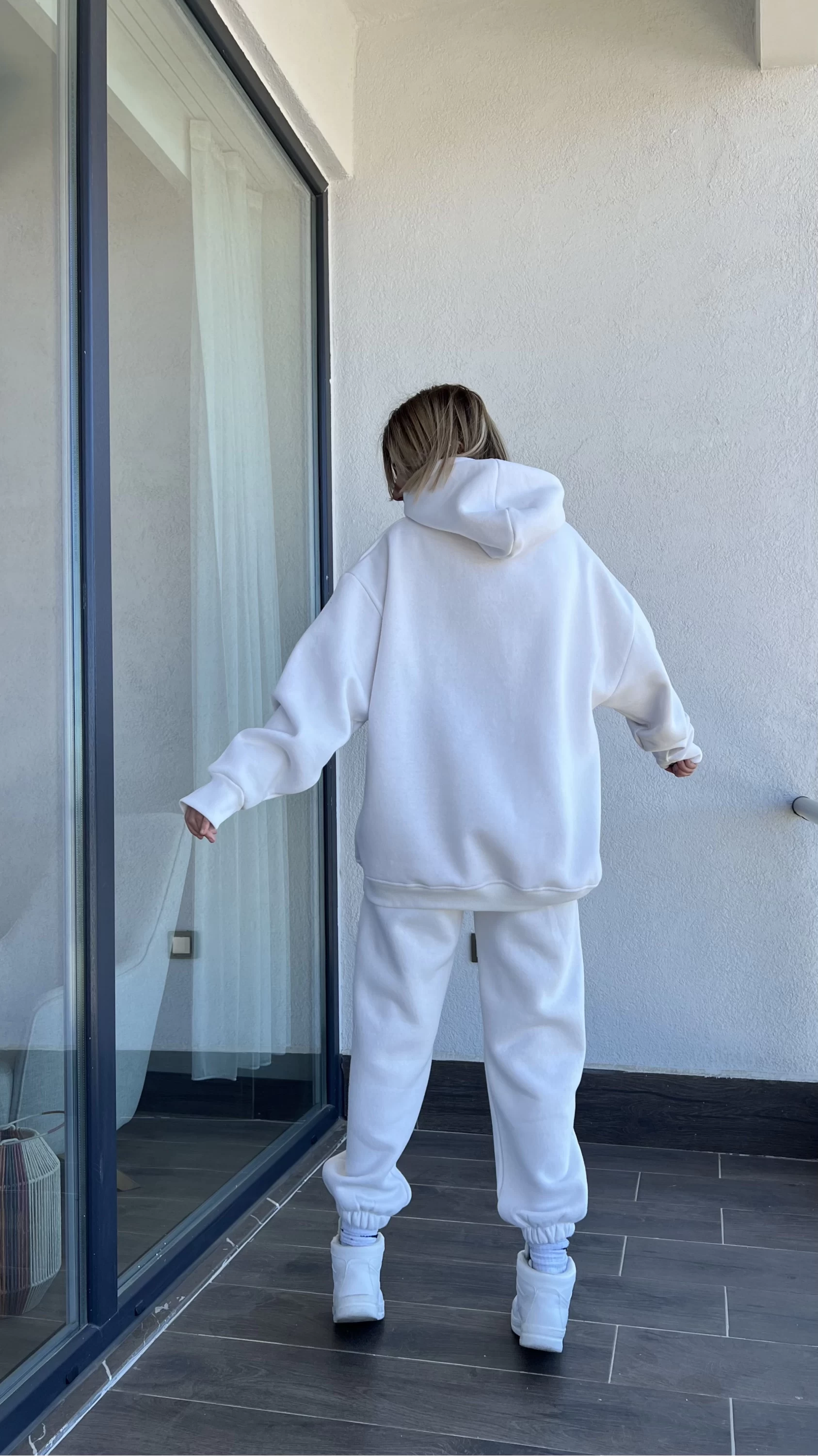 UCL Oversize Sweat Takım Kırçıllı Beyaz