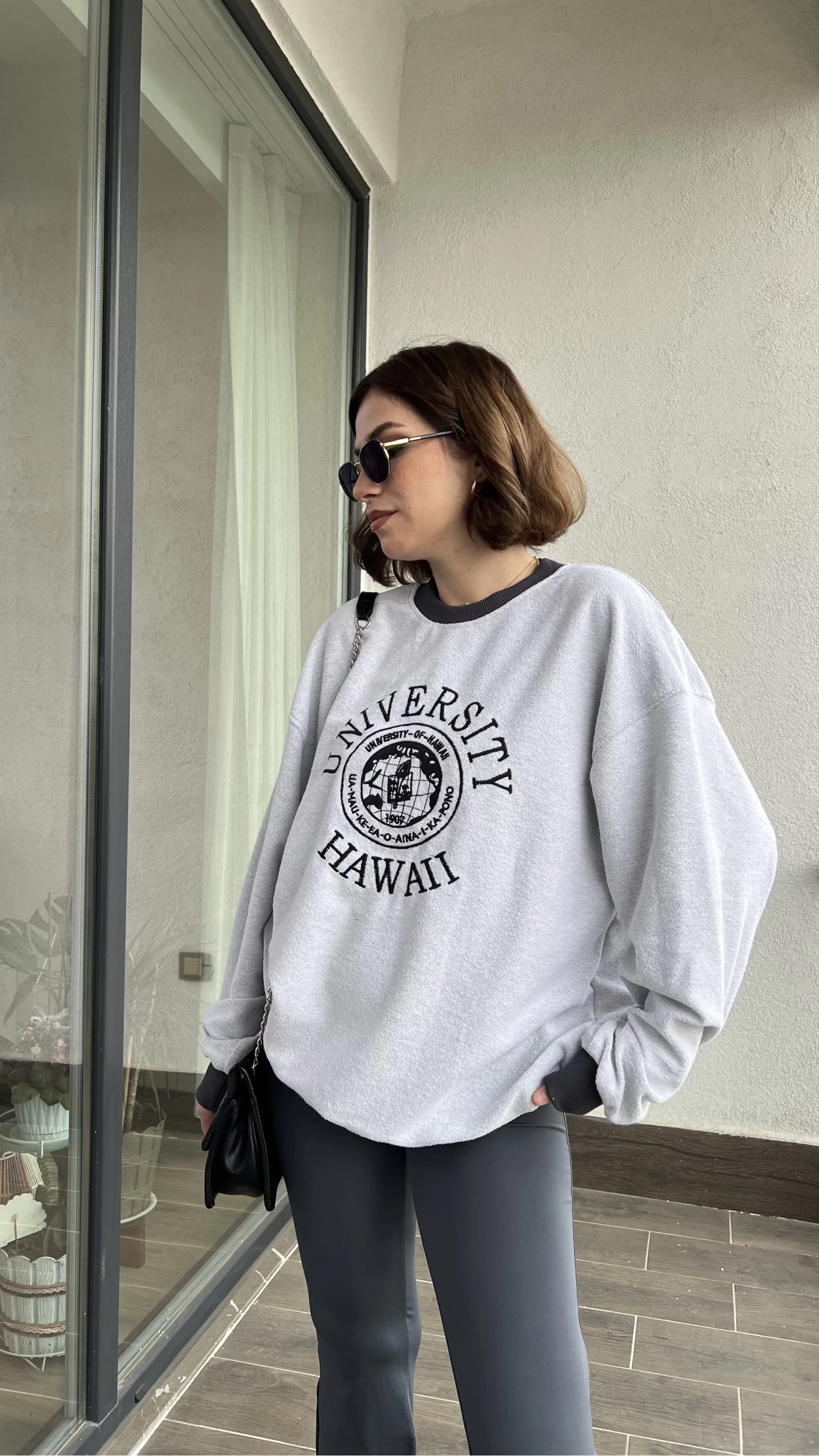 Uni Gri Havlu Kumaş Sweat