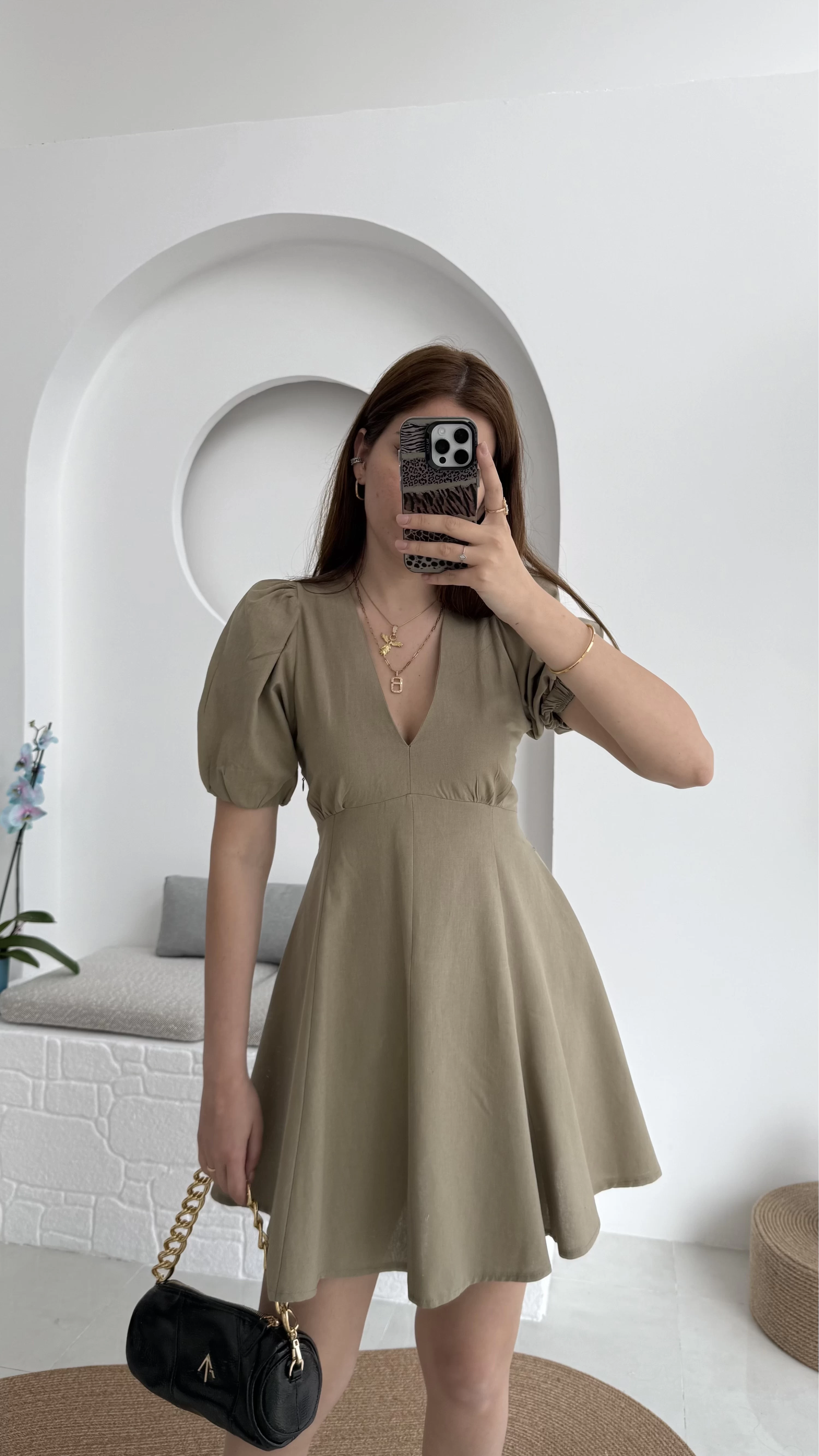 V Yaka Mini Elbise