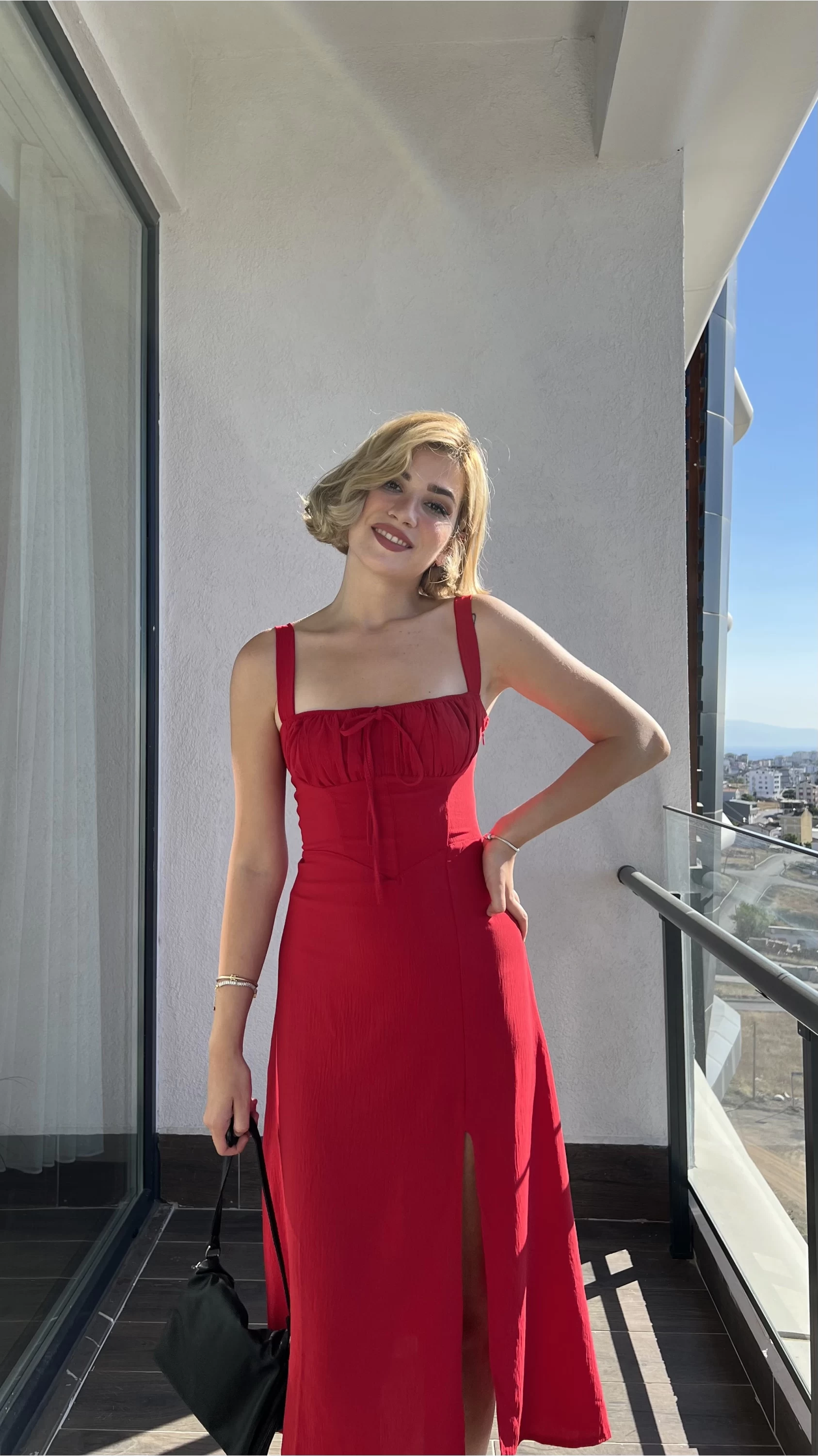 Venesy Midi Kırmızı Drape Elbise