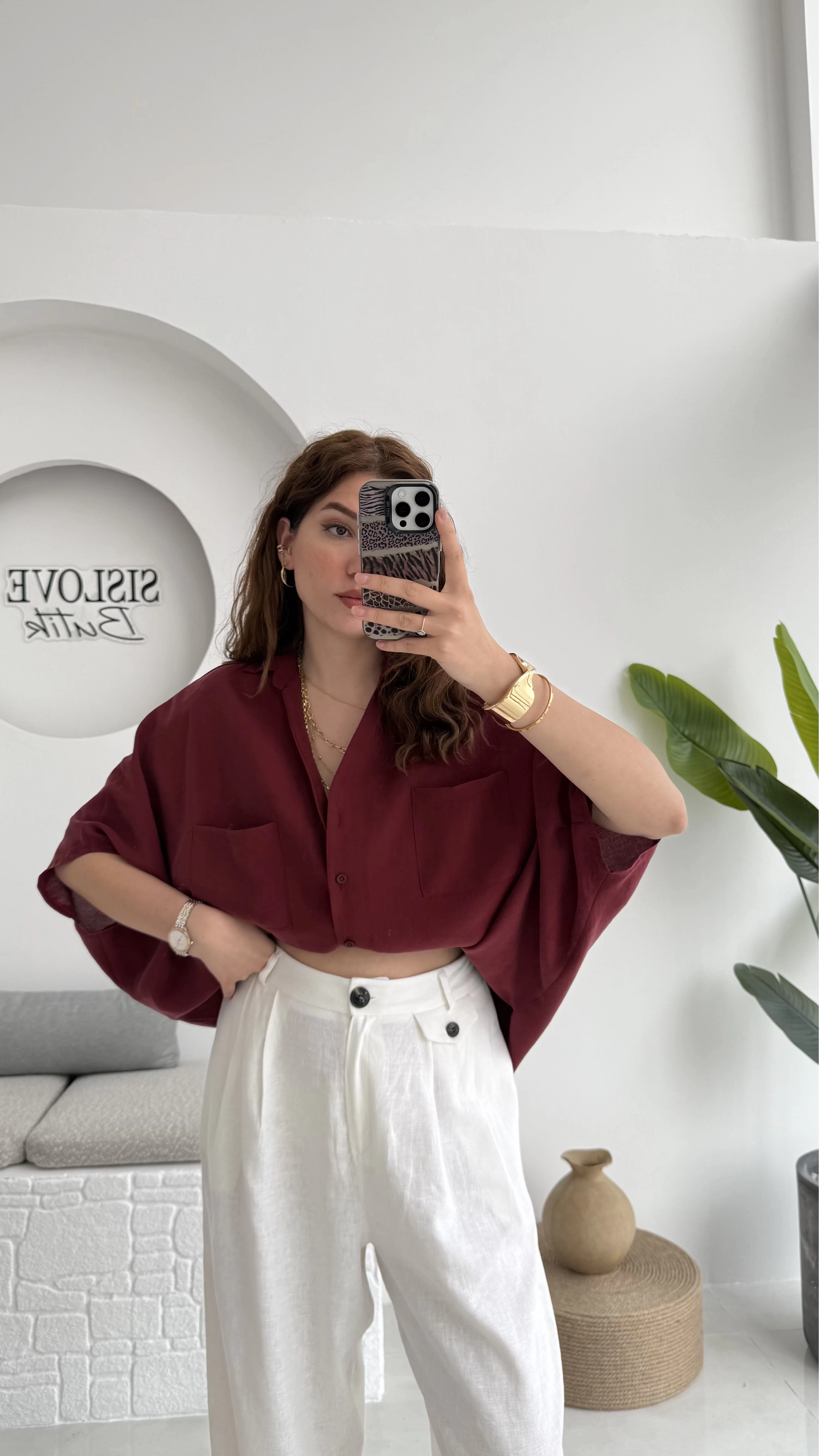 Yarasa Kol Gömlek Bordo - 2115