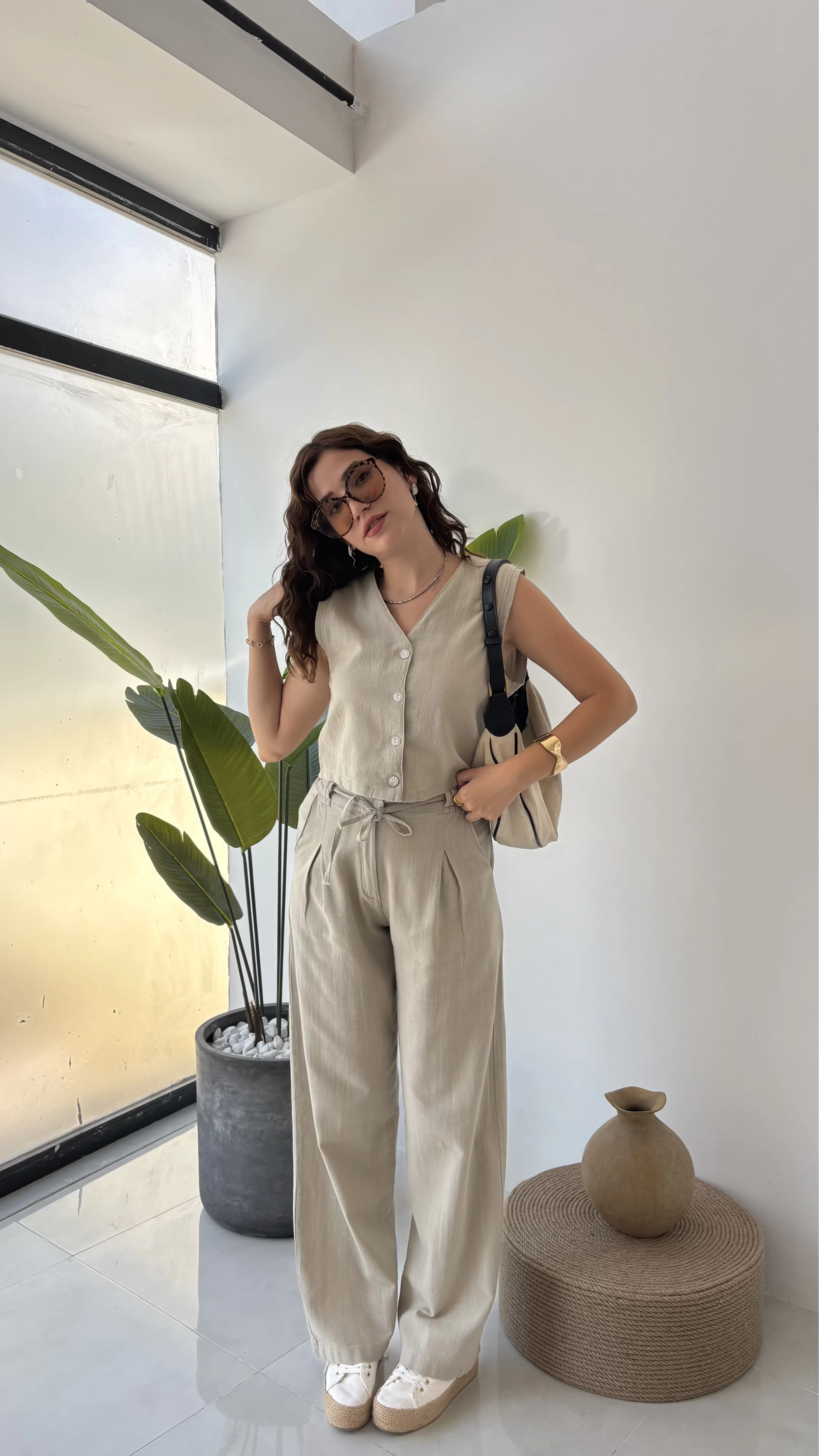 Zenya Yelek - İpli Pantolon Takım - Mint