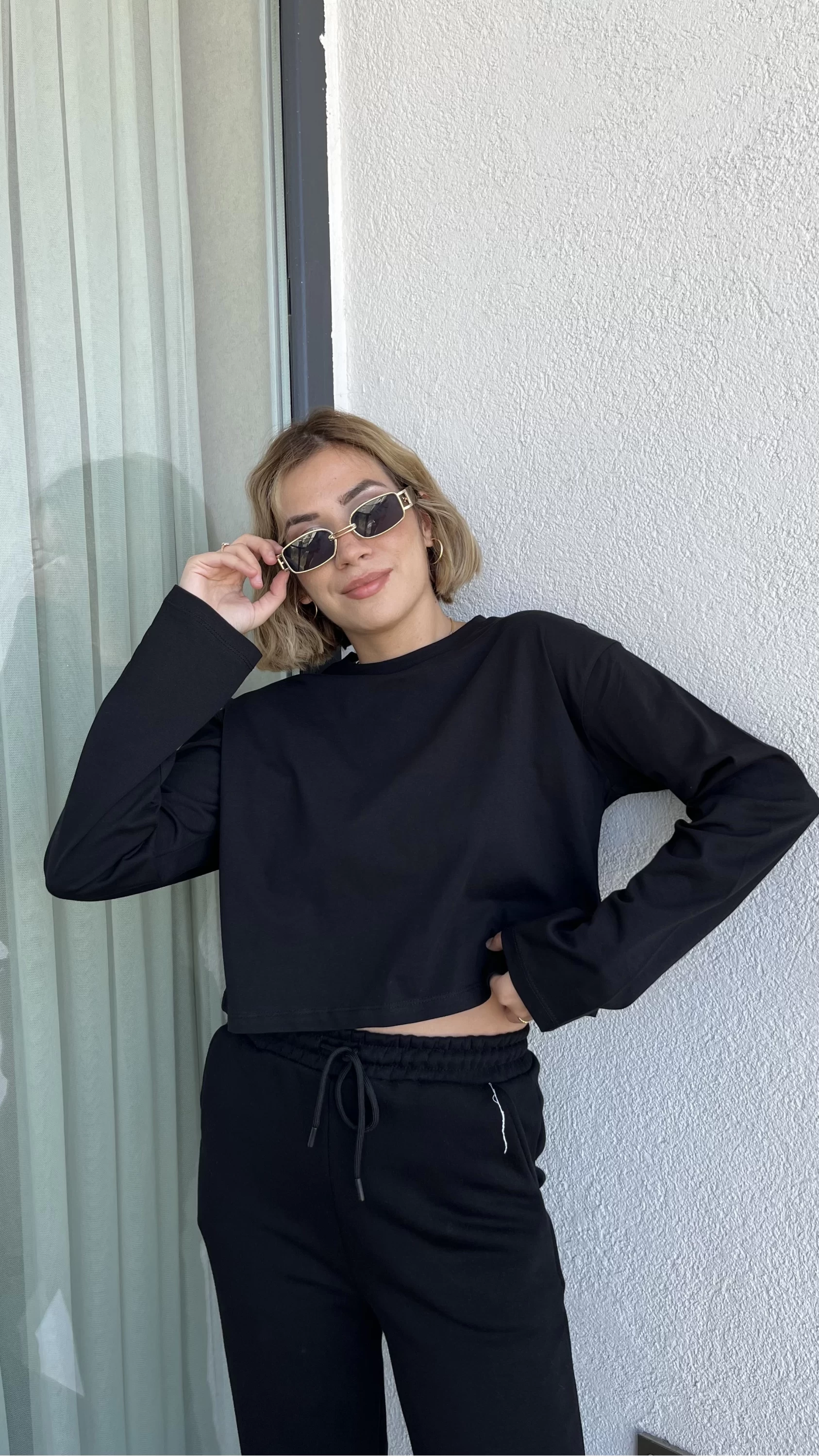 Zra Siyah Crop İnce Body