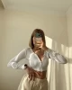 Beyaz Fitili Crop Hırka