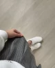 Çizgili Gri Pileli Şort Etek