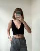 Örme Siyah Crop Büstiyer