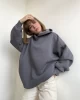 Antrasit Oversize Baskılı Sweatshirt Kapüşonlu