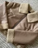 Oversize Deri Peluş Ceket Bej