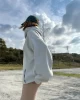 Oversize Gri Kapüşonlu Sweat