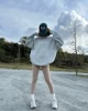 Oversize Gri Kapüşonlu Sweat