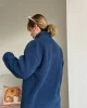 Oversize Peluş Sweatshirt Lacivert