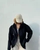 Oversize Siyah Şardonlu Kapüşonlu Hırka