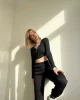 Siyah Fitili Crop Hırka