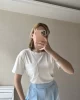 Basic Düz Beyaz Cepli T-Shirt