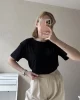 Basic Düz Siyah Cepli T-Shirt