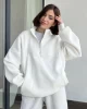 Beyaz Yarım Fermuarlı Sweatshirt