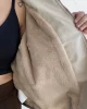 Ekru Deri Oversize Peluş Ceket