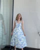 Fiona Mavi Çiçekli Elbise