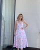 Fiona Pembe Çiçekli Elbise