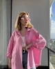 Hallo Pembe Keten Gömlek