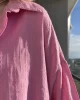 Hallo Pembe Keten Gömlek