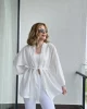 Harmony Keten Beyaz Kuşaklı Kimono
