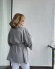Harmony Keten Gri Kuşaklı Kimono