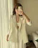 Keten Krem Blazer Ceket