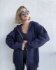 LACİVERT Oversize 3 İplik Şardonlu Hırka