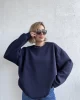 LACİVERT Oversize Şardonlu Sweat