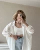Mill Beyaz Tek Cepli Oversize Gömlek